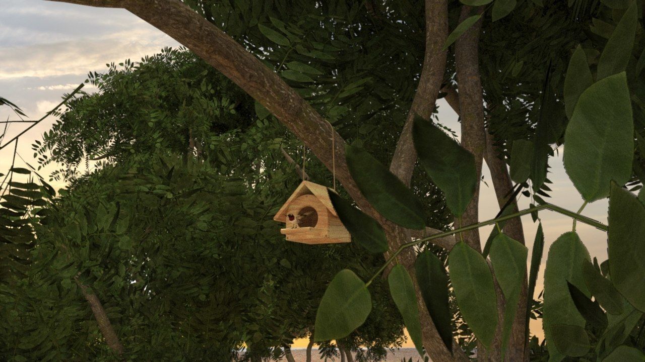 Bird House in Forest 3D model_4