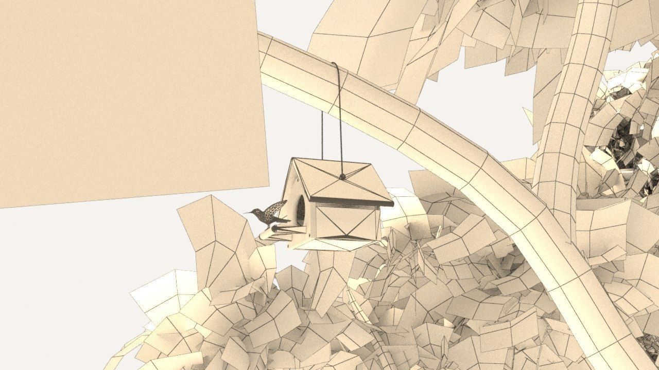 Bird House in Forest 3D model_8