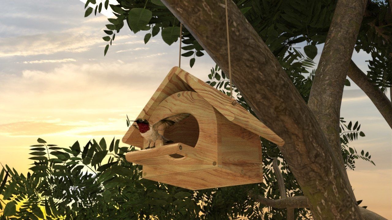 Bird House in Forest 3D model_3