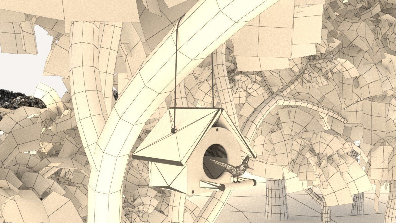 Bird House in Forest 3D model_7