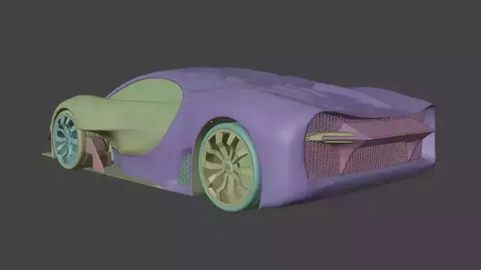Bugatti Chiron Pur Sport 3D Model in Blender STL FBX File Format Low-poly 3D model