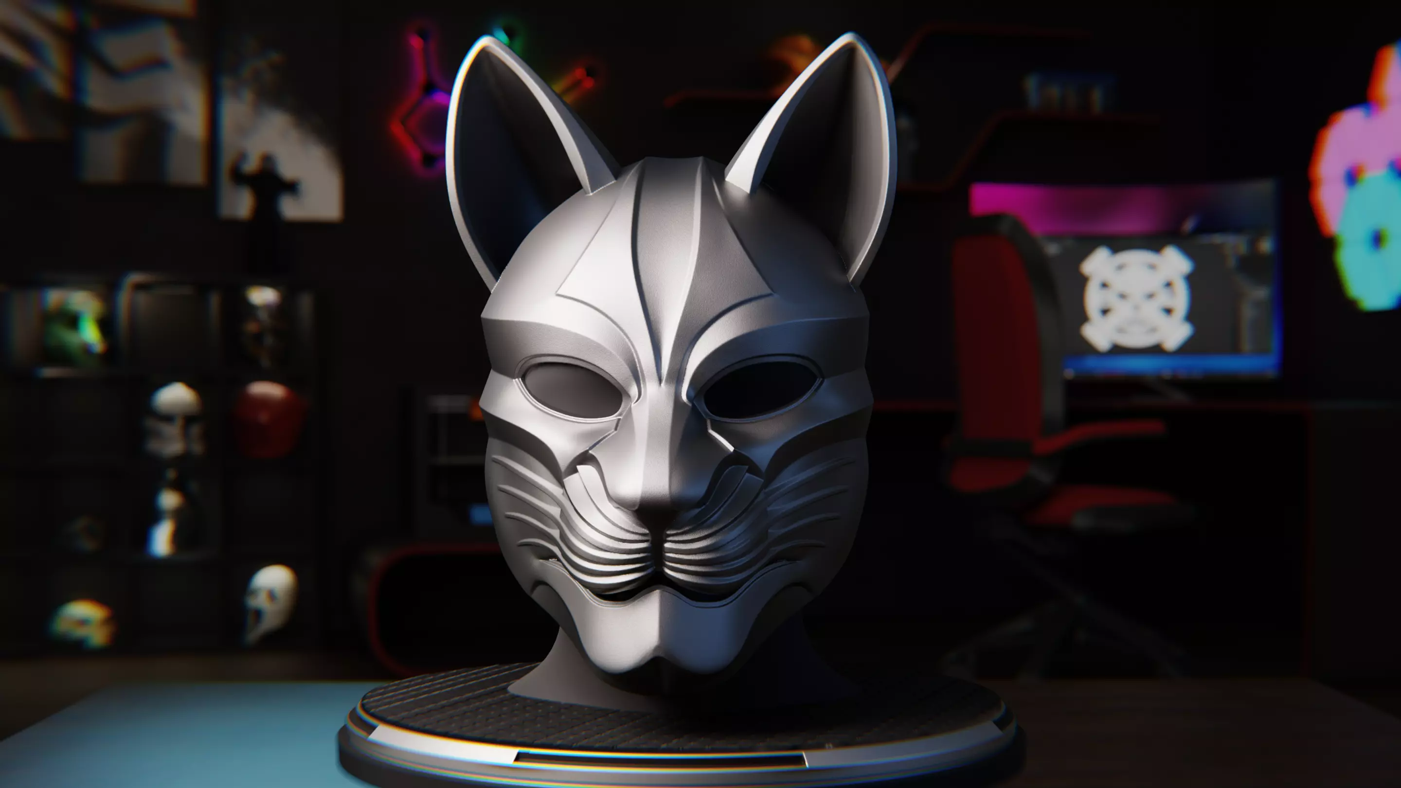 Stylized Cat Mask 3D print model_0