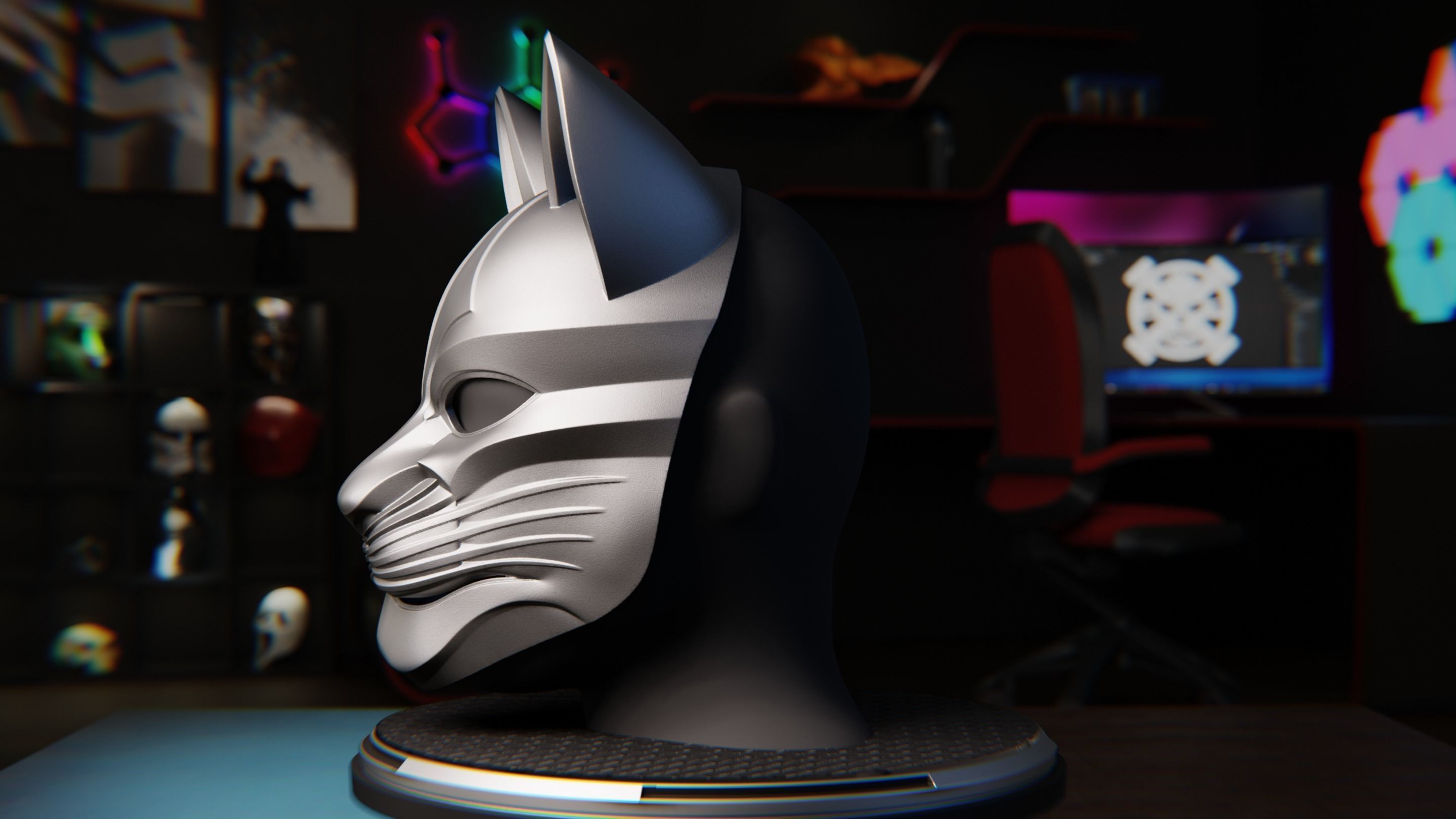 Stylized Cat Mask 3D print model_2