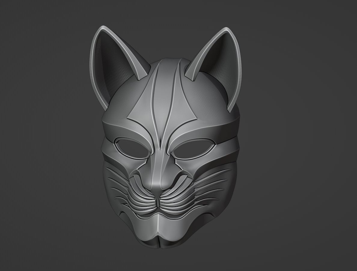 Stylized Cat Mask 3D print model_4