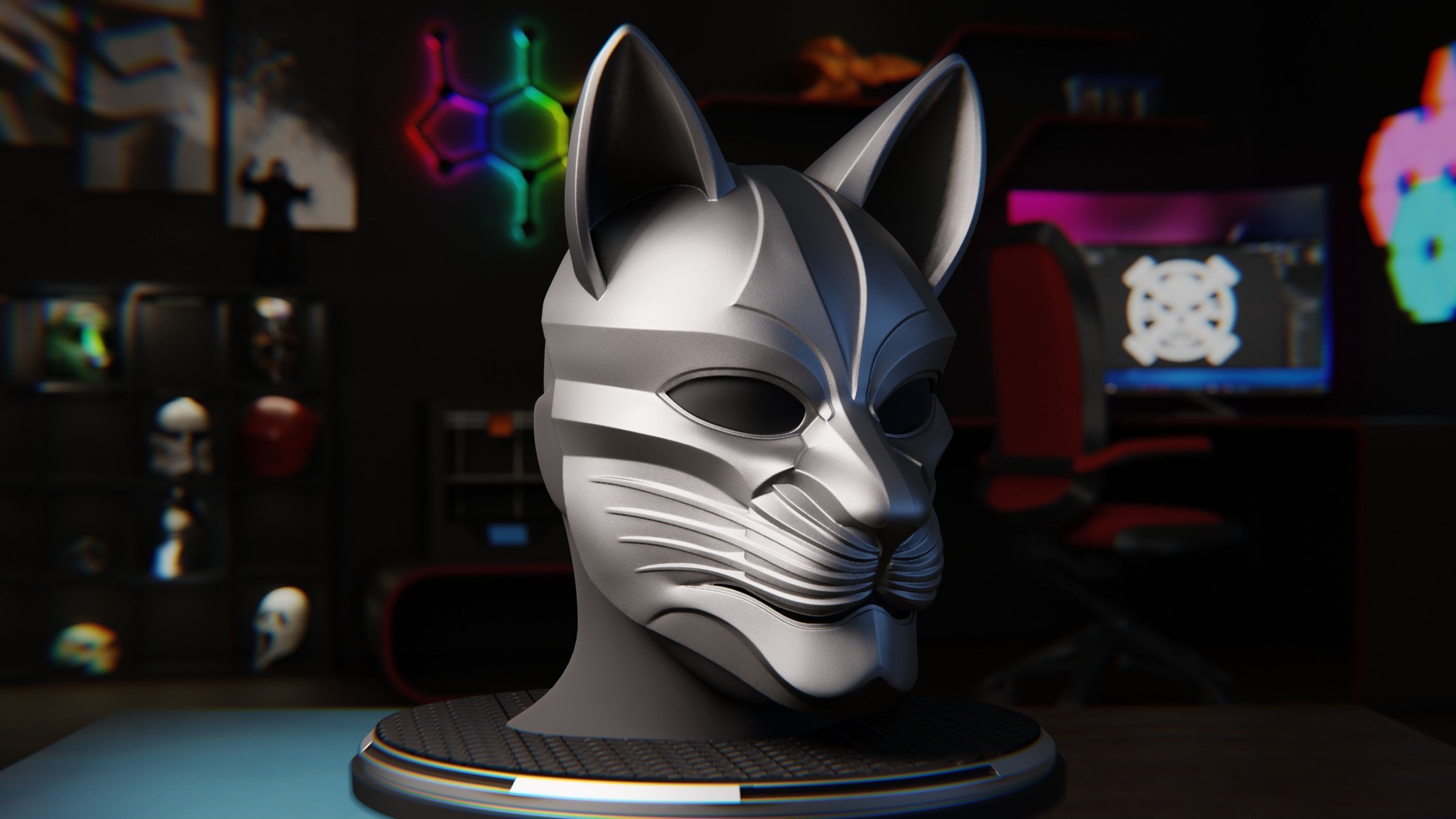 Stylized Cat Mask 3D print model_3