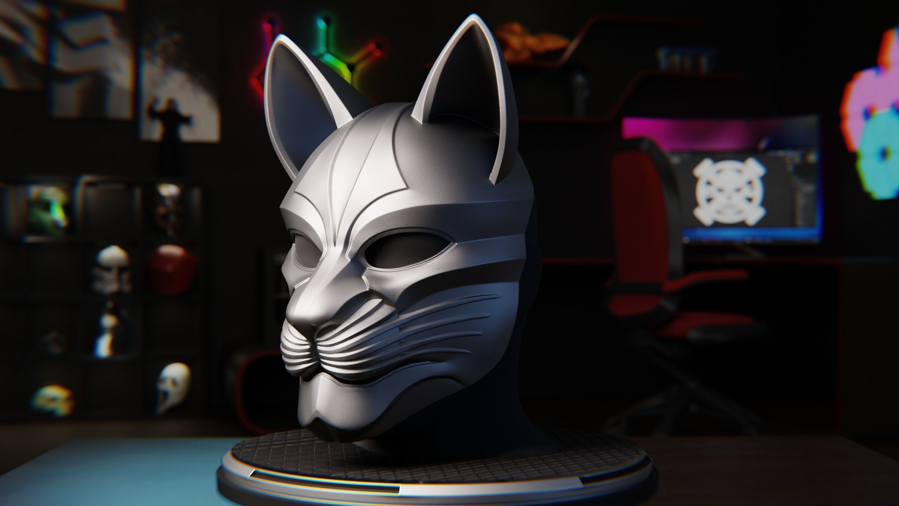 Stylized Cat Mask 3D print model_1