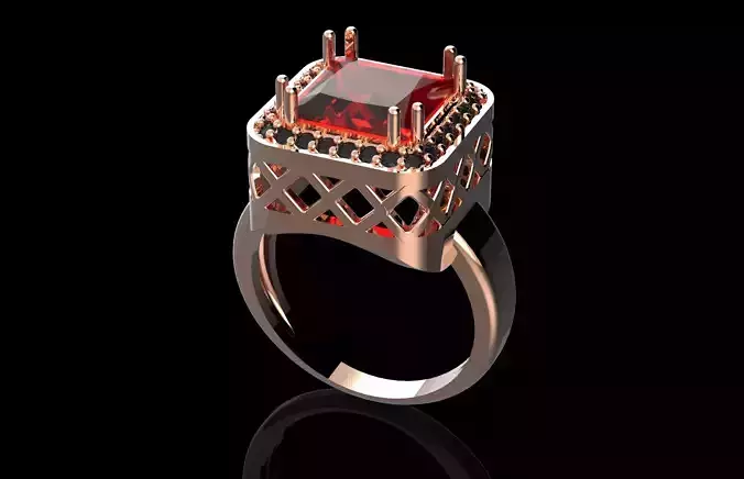 Fashion Ring With Brilliants 3D Print Model