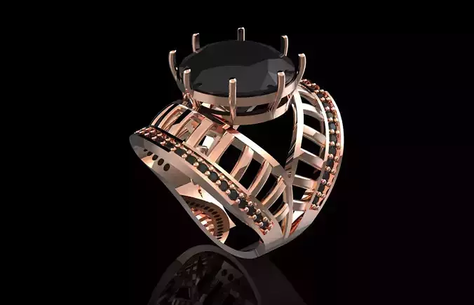 Fashion Ring With Brilliants 3D Print Model