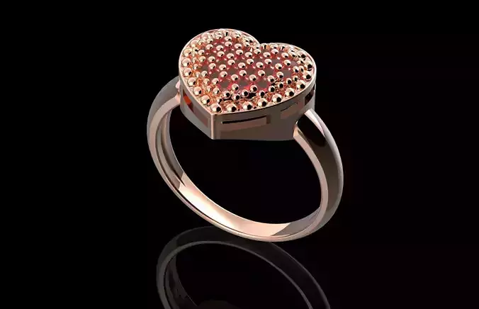 Fashion Heart Ring With Brilliants 3D Print Model