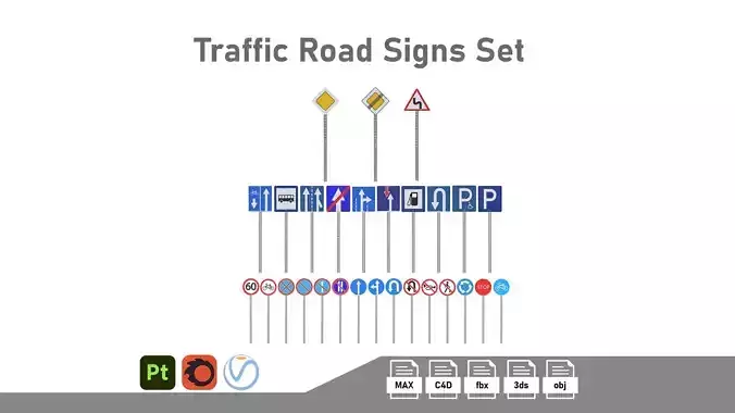 Traffic Road Signs Set 01