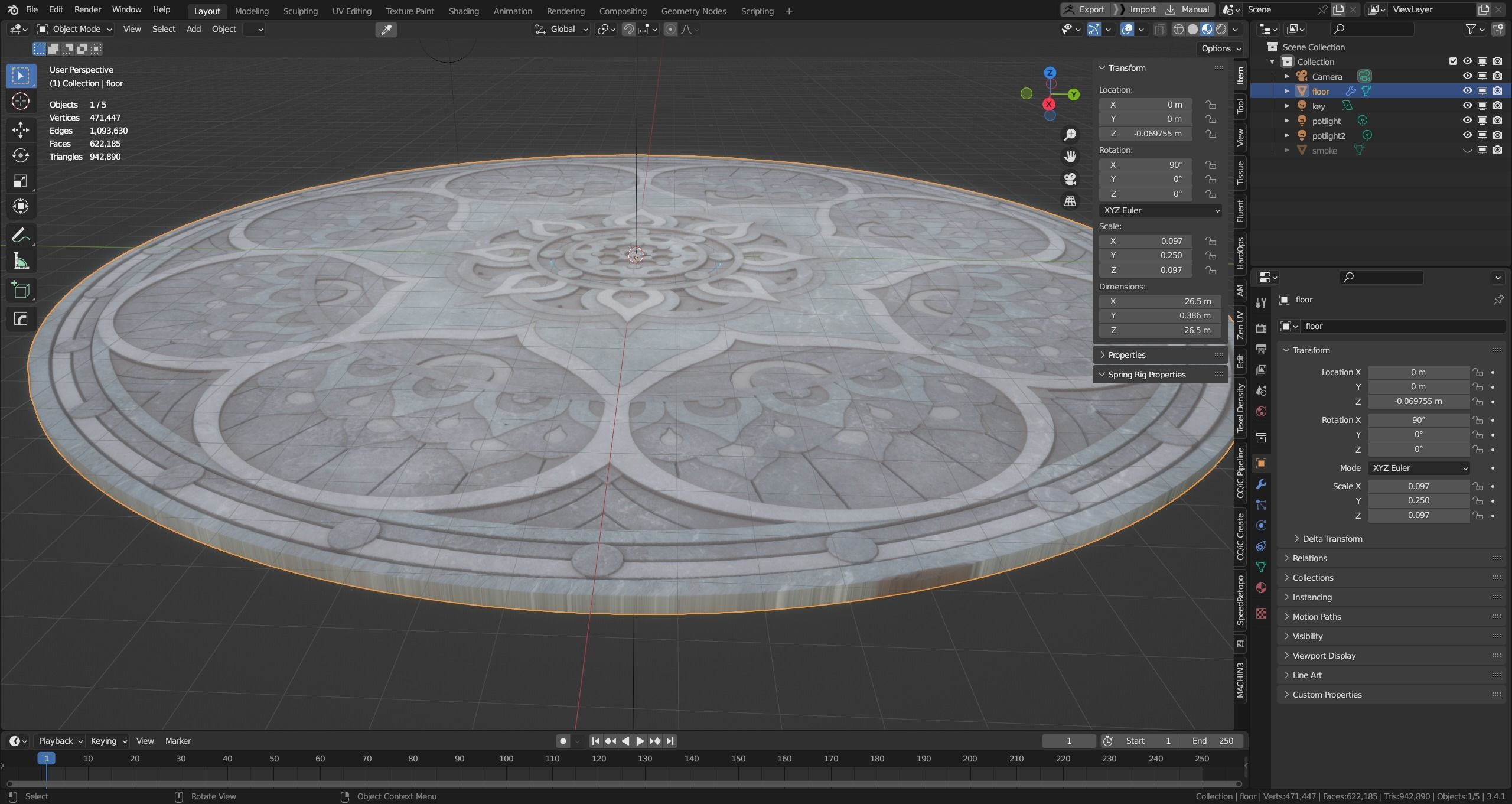 Lotus pattern base platform floor base platform 3D model | CGTrader