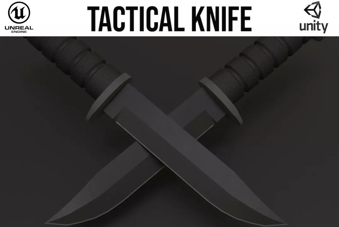 Tactical Knife Low-poly 3D model_0