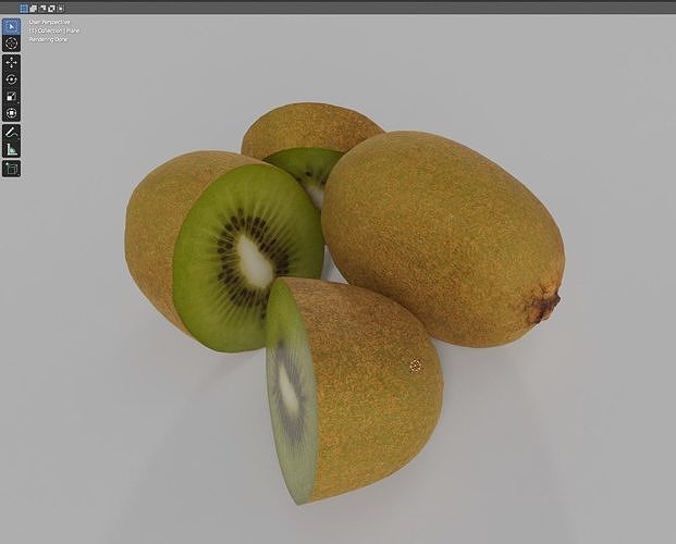 Kiwi Full Half1 Half2  Slice Low-poly 3D model 2