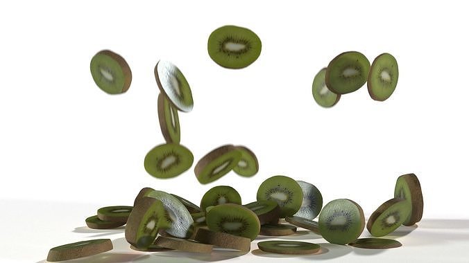 Kiwi Full Half1 Half2  Slice Low-poly 3D model 3