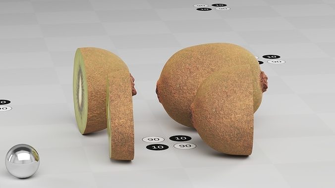 Kiwi Full Half1 Half2  Slice Low-poly 3D model 7
