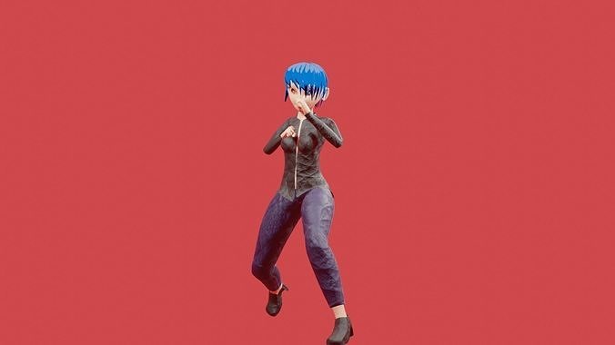 anime girl Low-poly 3D model