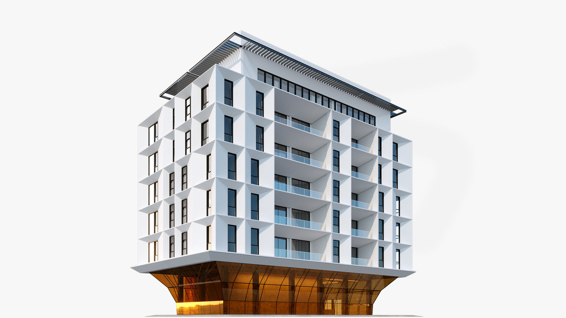 3D Residential small geometrical building SG1 3D model_1