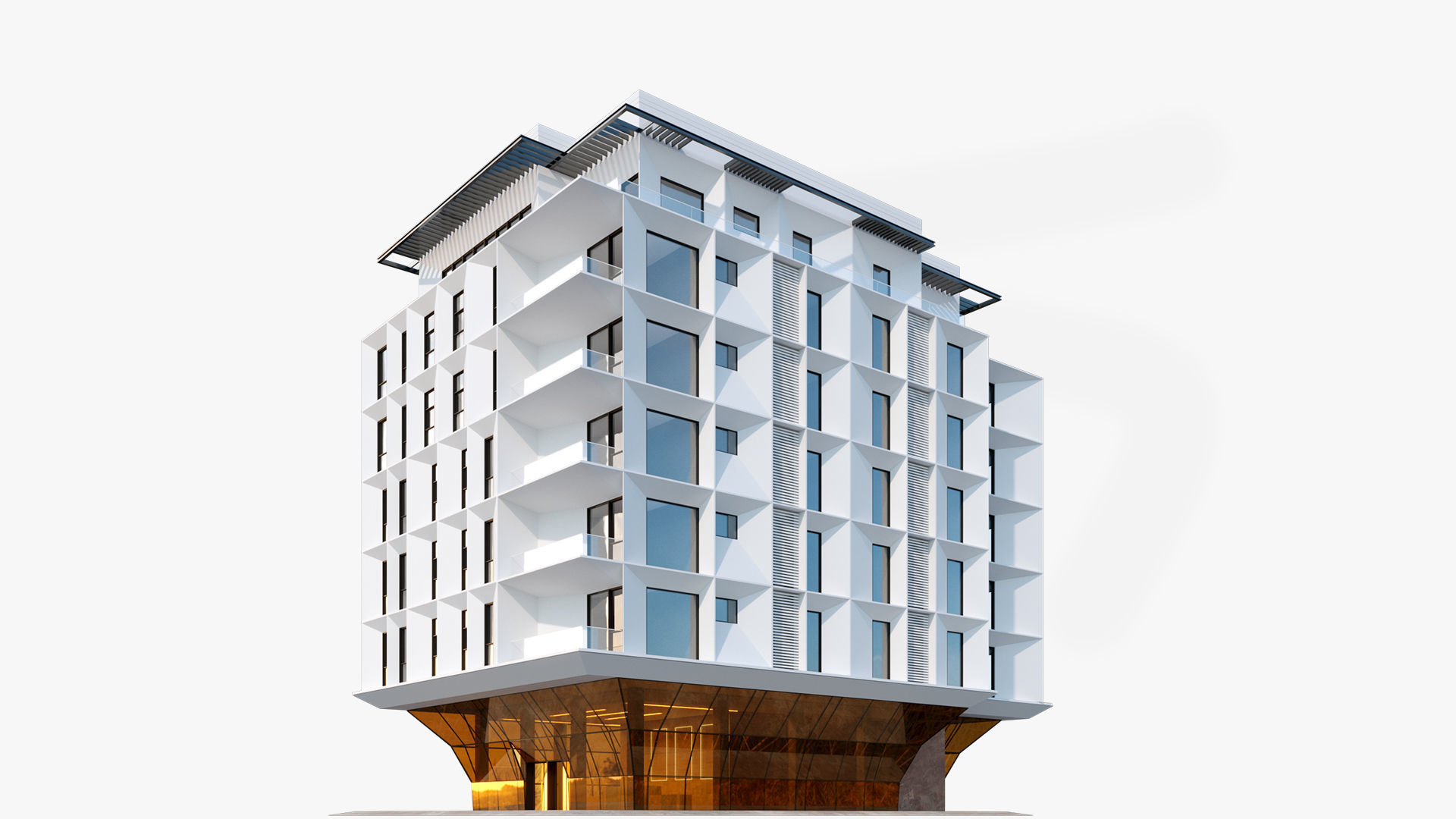 3D Residential small geometrical building SG1 3D model_3