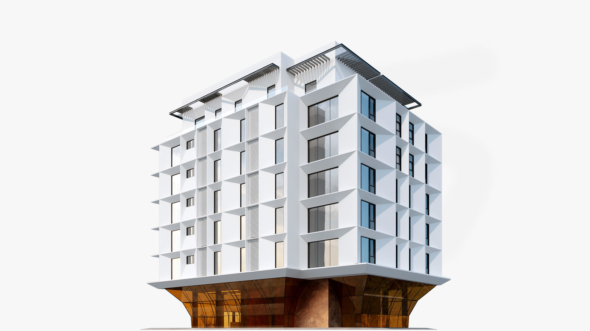 3D Residential small geometrical building SG1 3D model_2