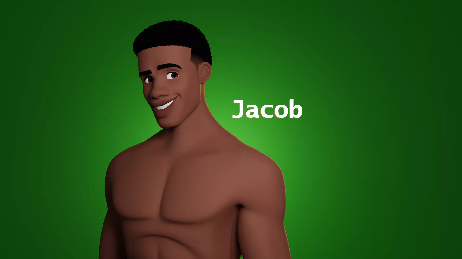 Jacob cartoon male character with muscular body 3D model_0