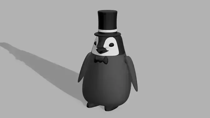 Adorable Baby Penguin Wearing A Hat And Bowtie 3D print model