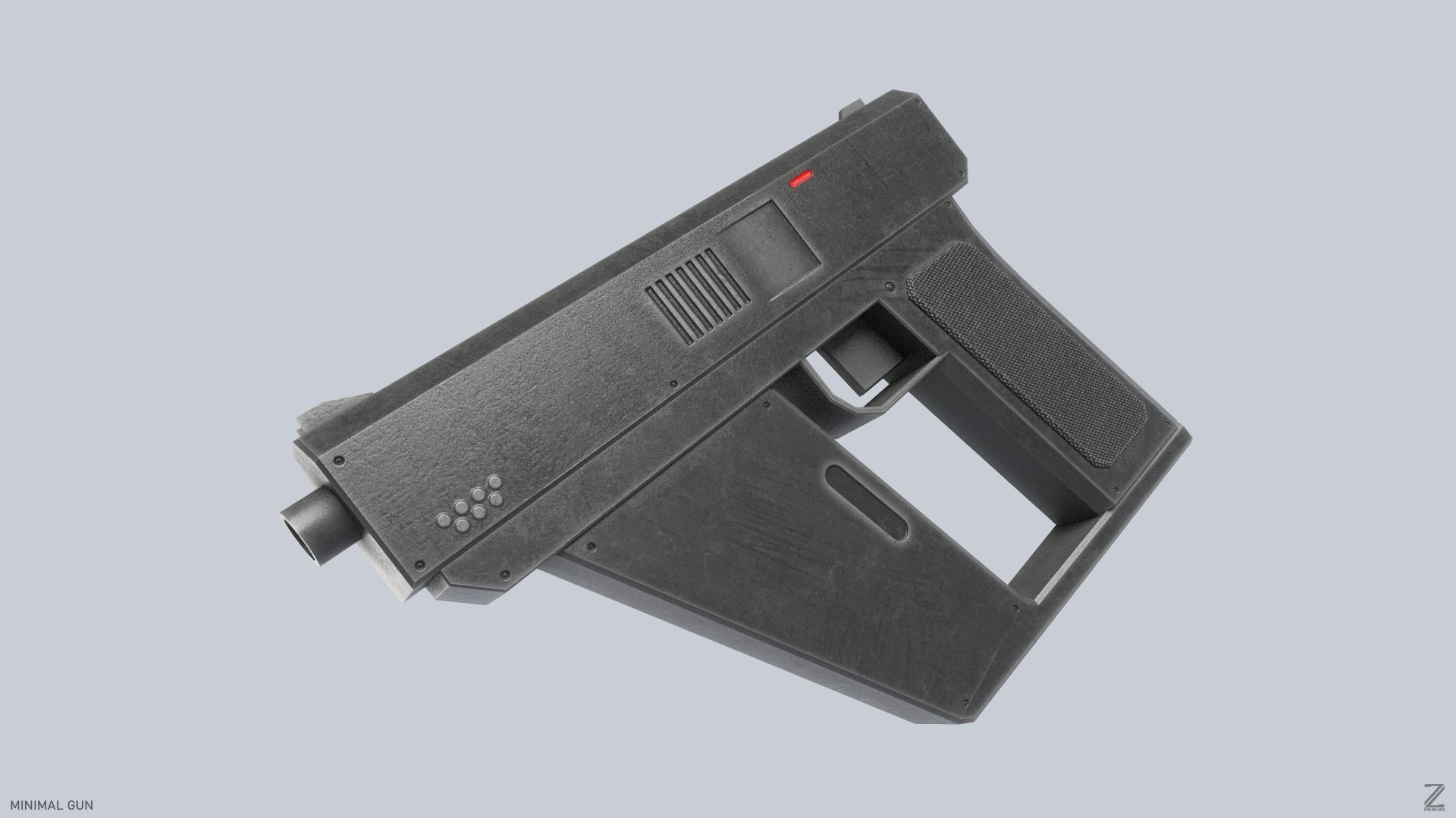 Minimal gun Low-poly 3D model_3