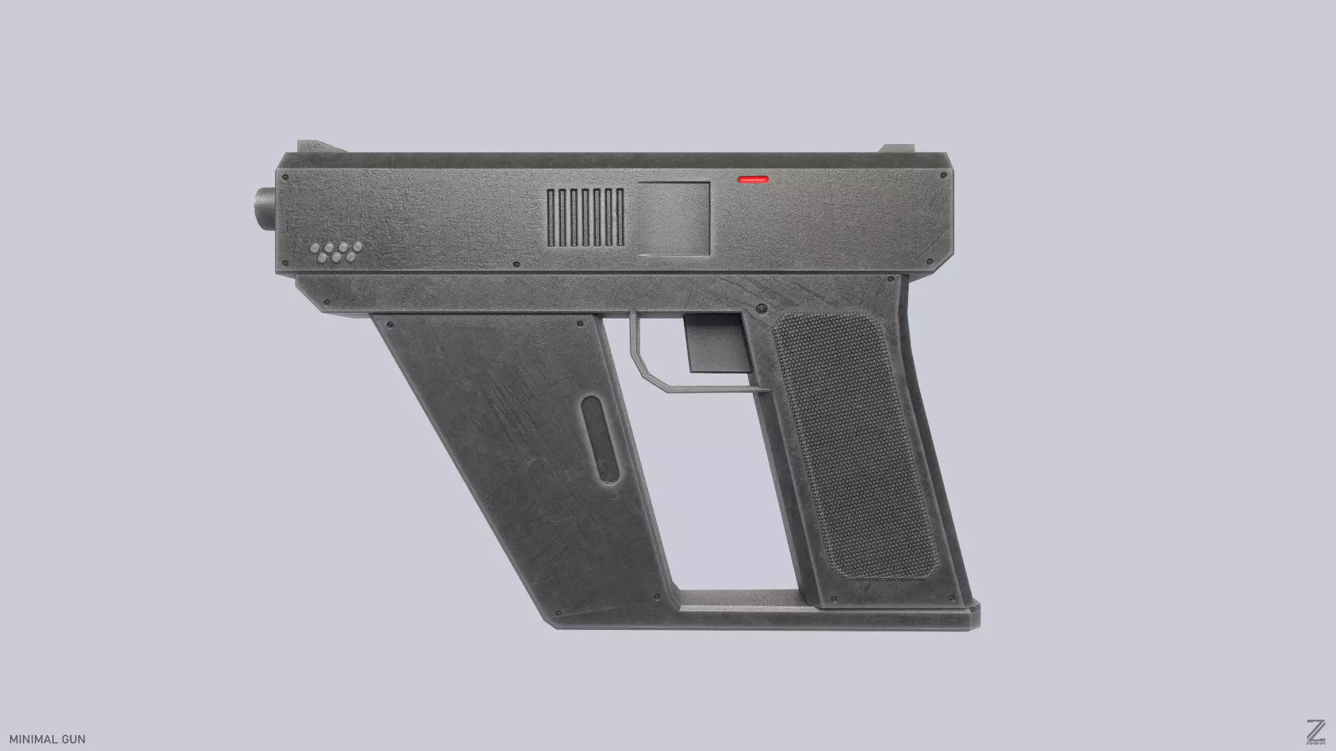 Minimal gun Low-poly 3D model_0