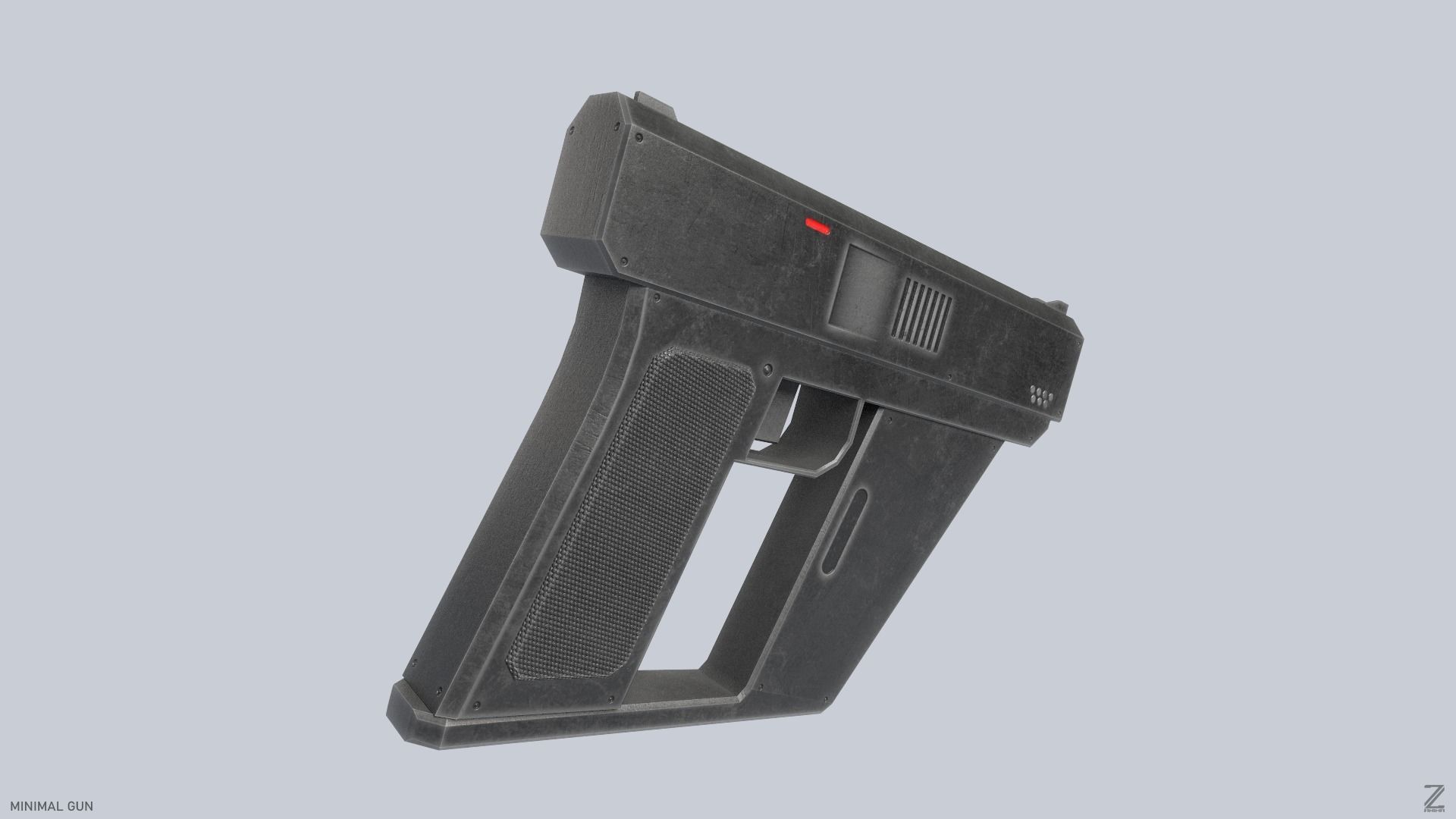 Minimal gun Low-poly 3D model_5