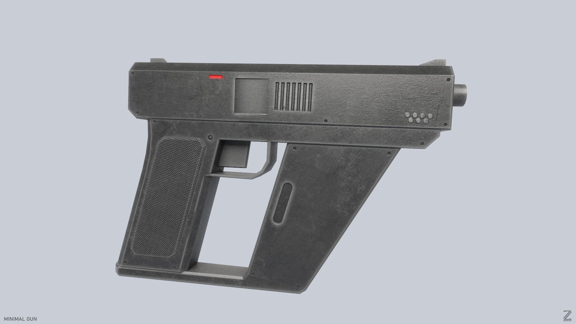 Minimal gun Low-poly 3D model_6