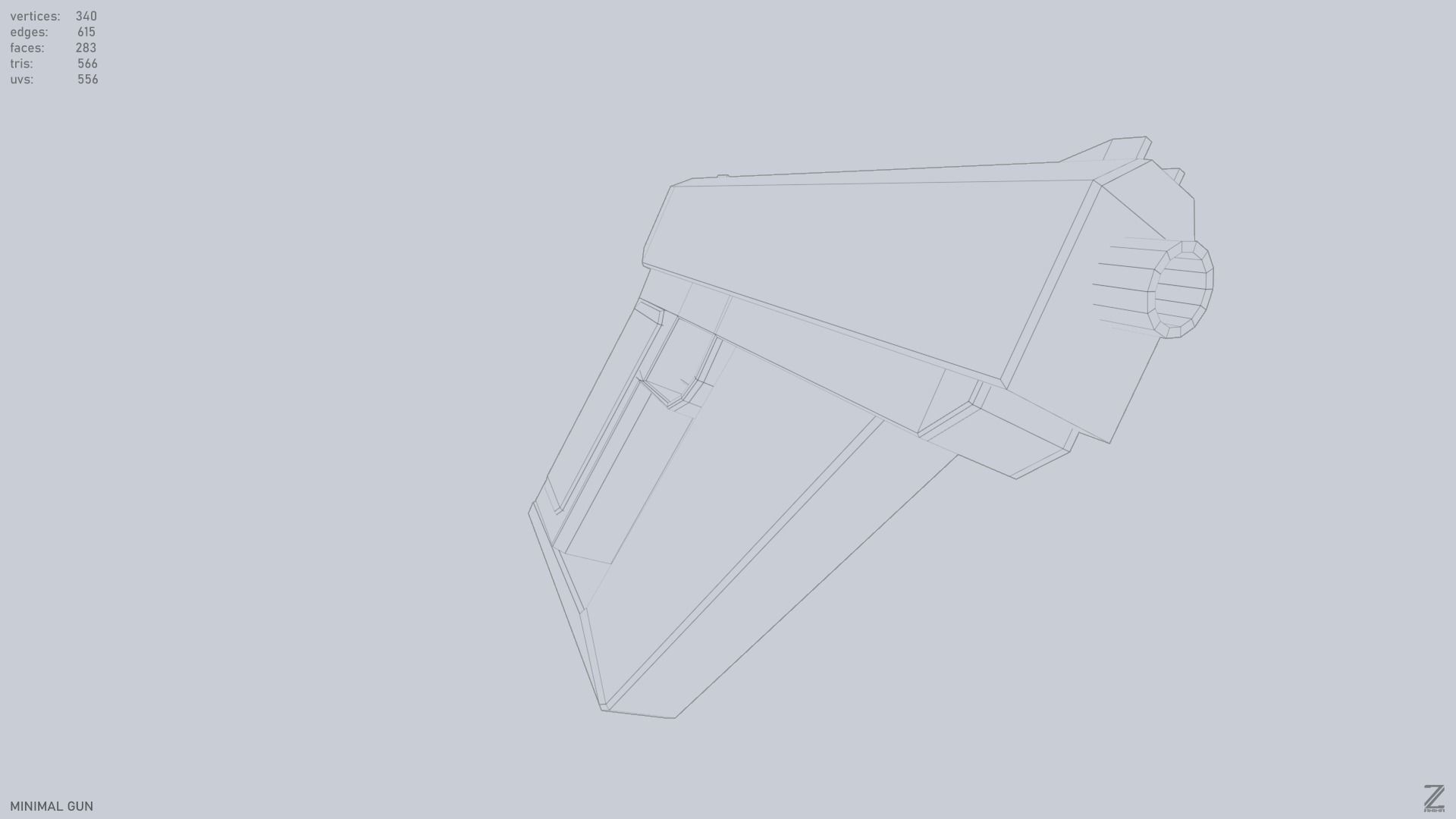 Minimal gun Low-poly 3D model_14