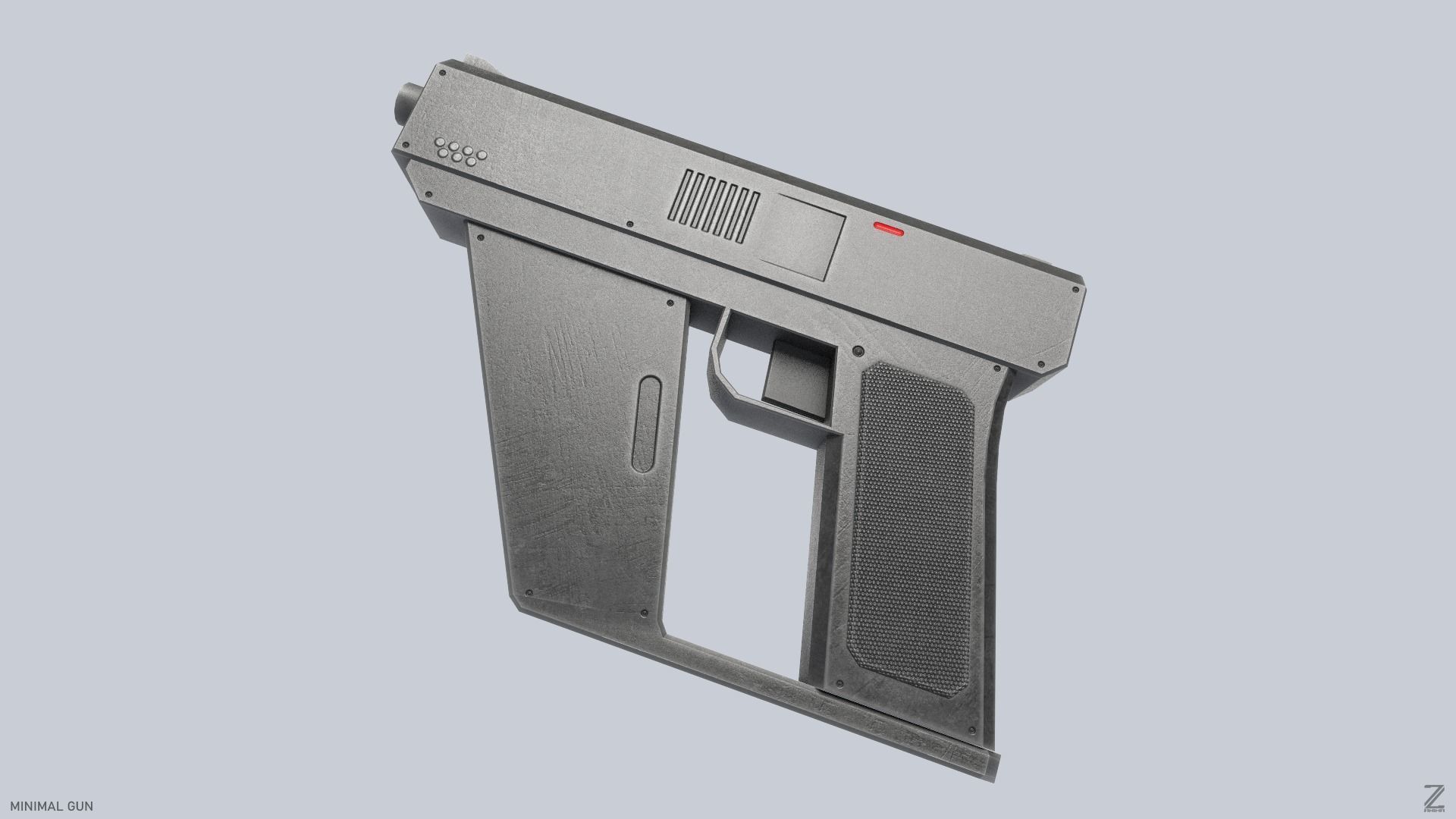 Minimal gun Low-poly 3D model_1