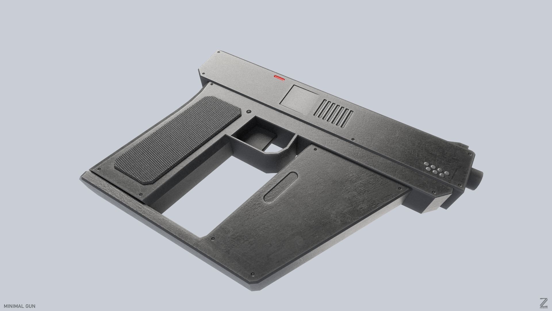 Minimal gun Low-poly 3D model_7