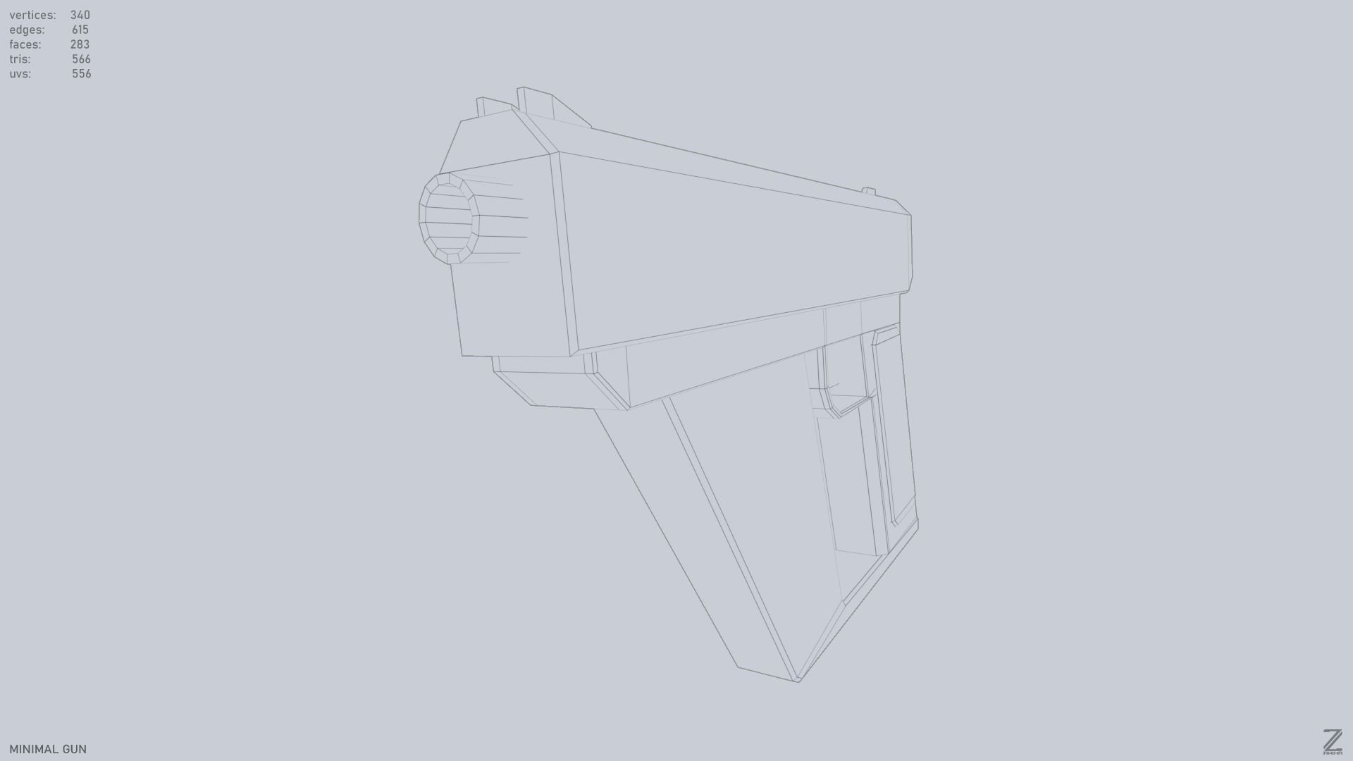 Minimal gun Low-poly 3D model_11