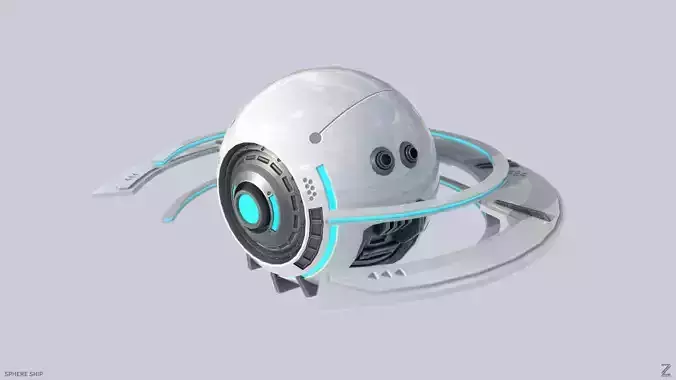 Sphere ship Low-poly 3D model