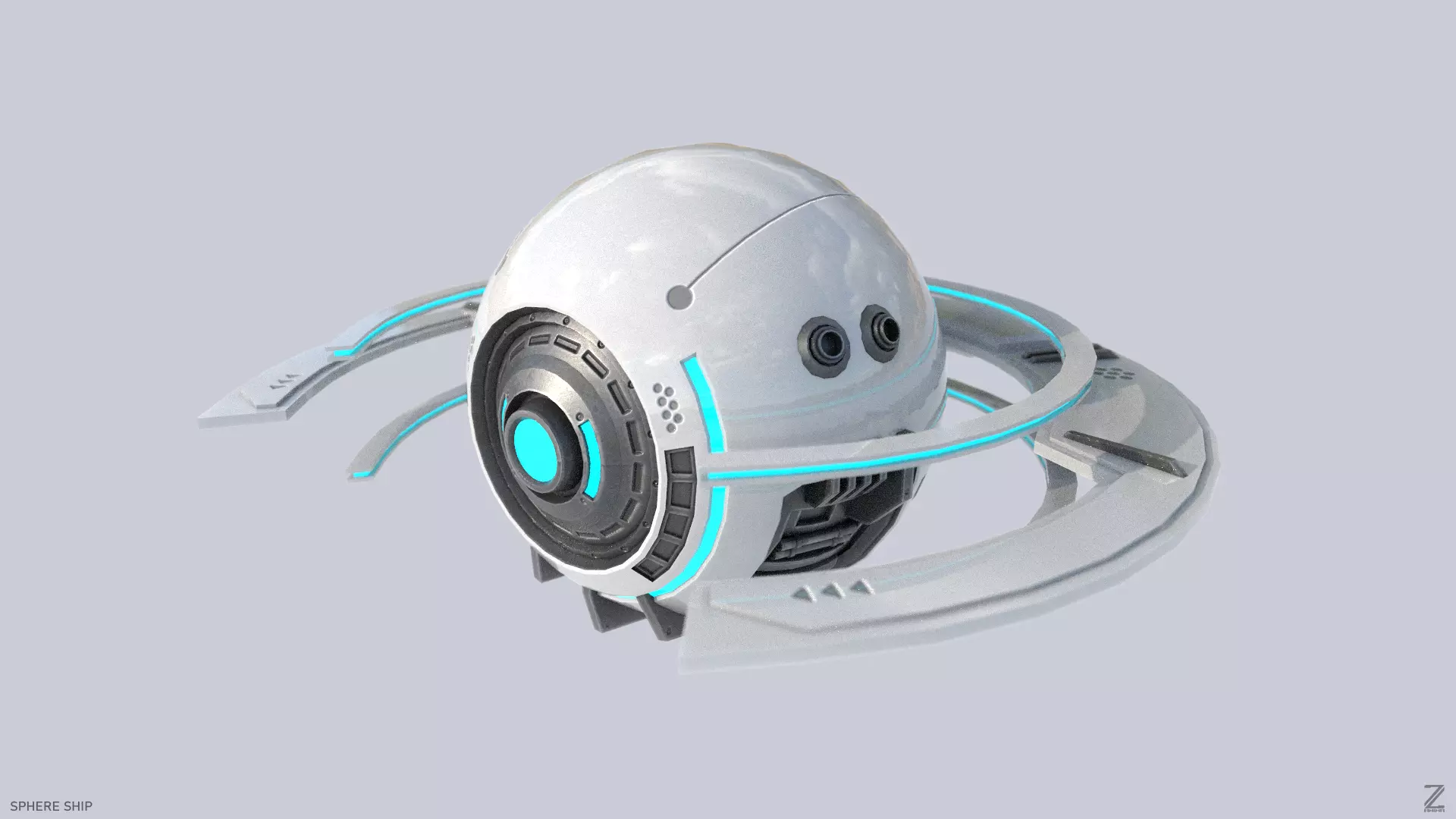 Sphere ship Low-poly 3D model_0