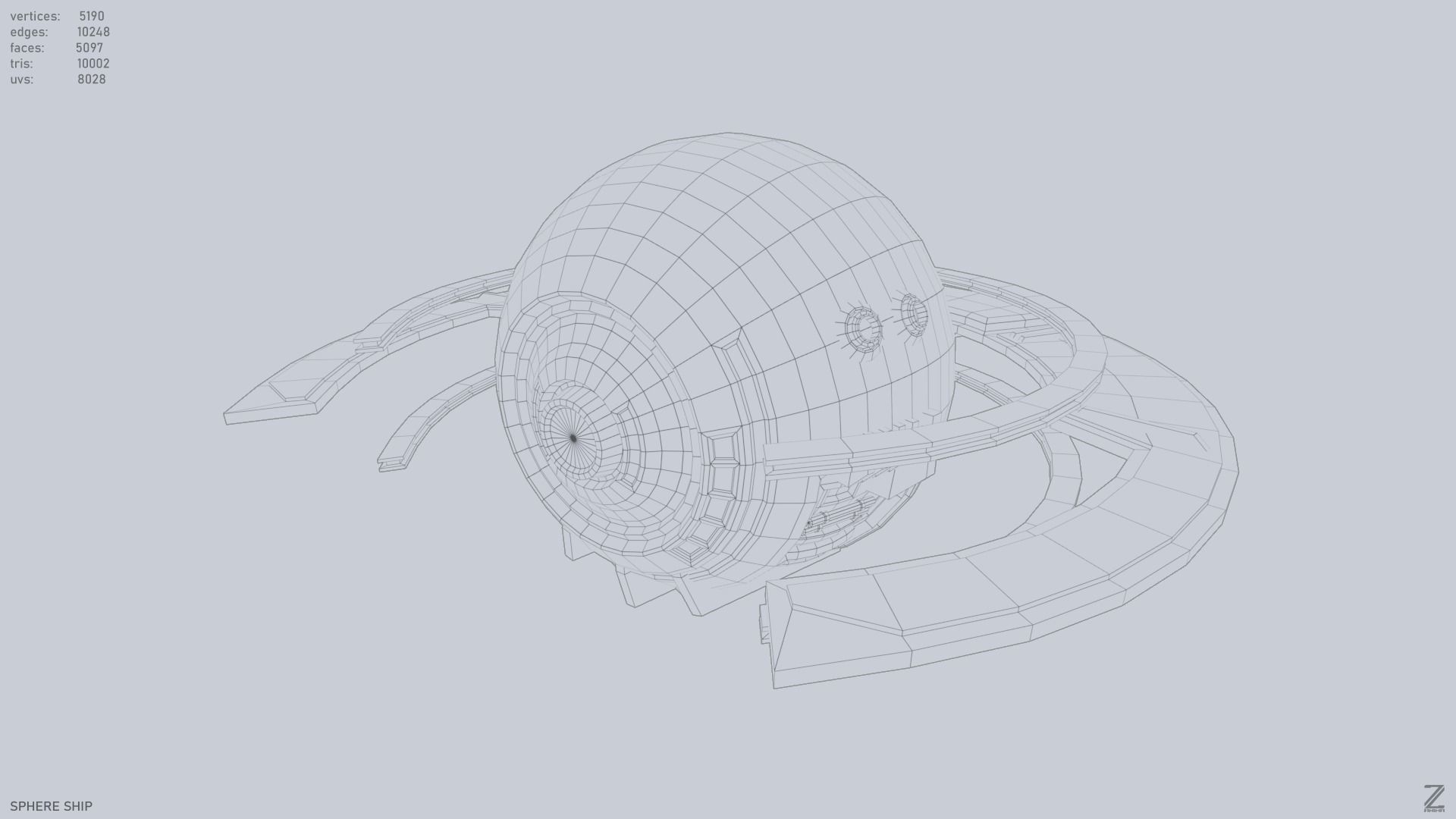 Sphere ship Low-poly 3D model_8