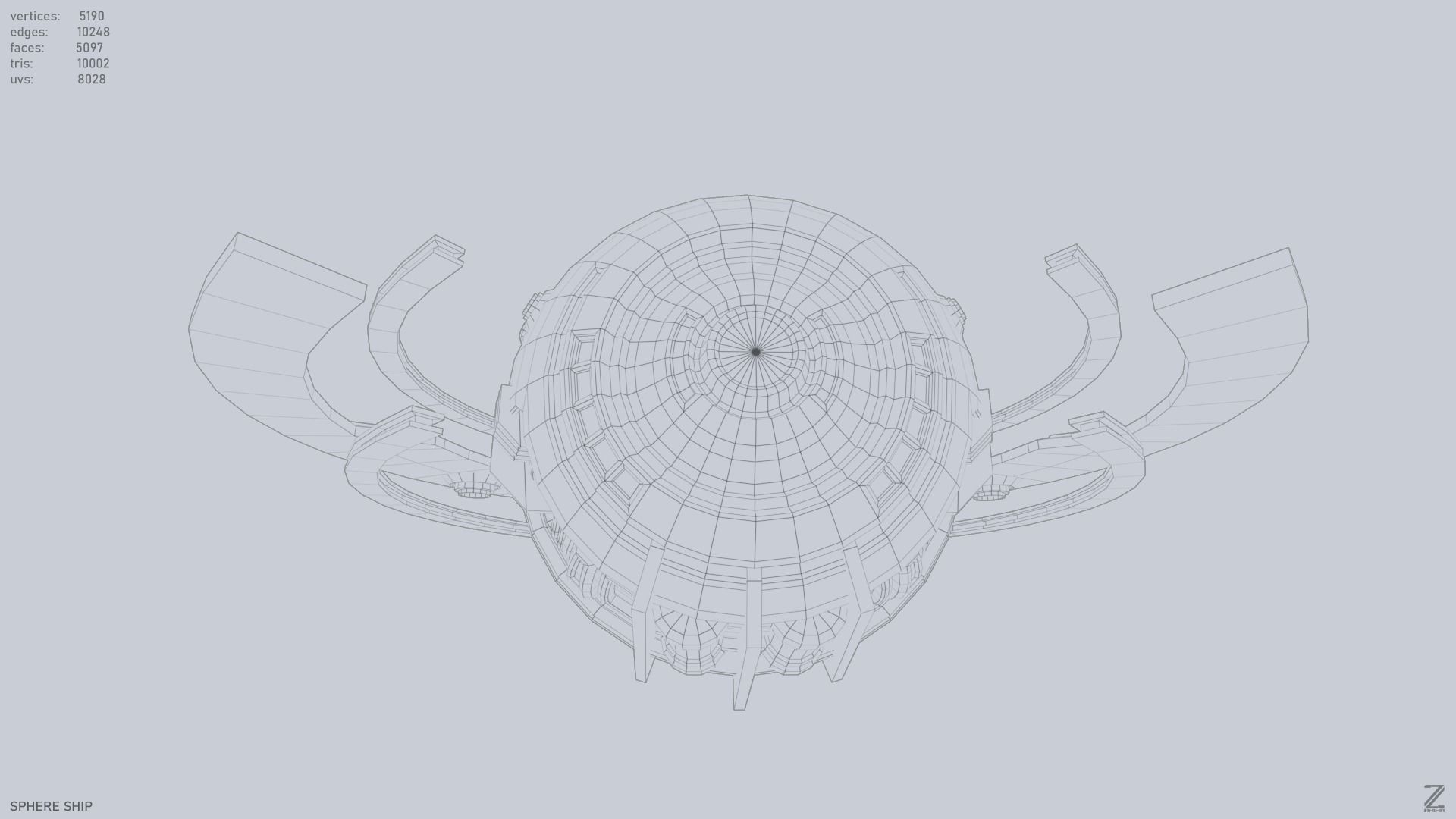 Sphere ship Low-poly 3D model_14