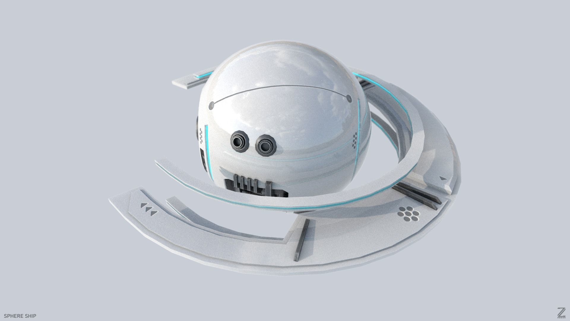 Sphere ship Low-poly 3D model_3