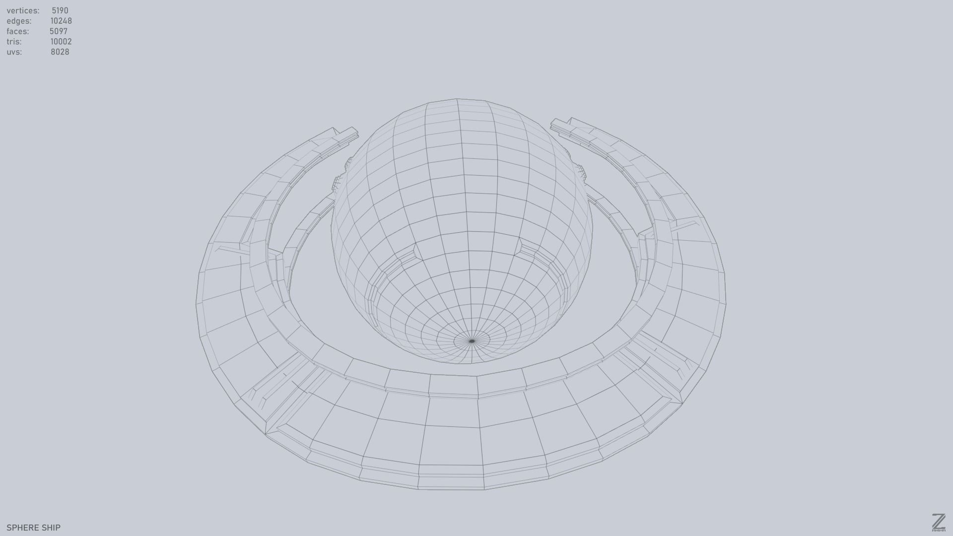 Sphere ship Low-poly 3D model_11
