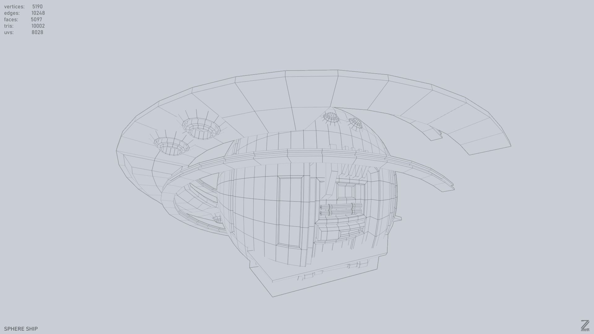 Sphere ship Low-poly 3D model_12