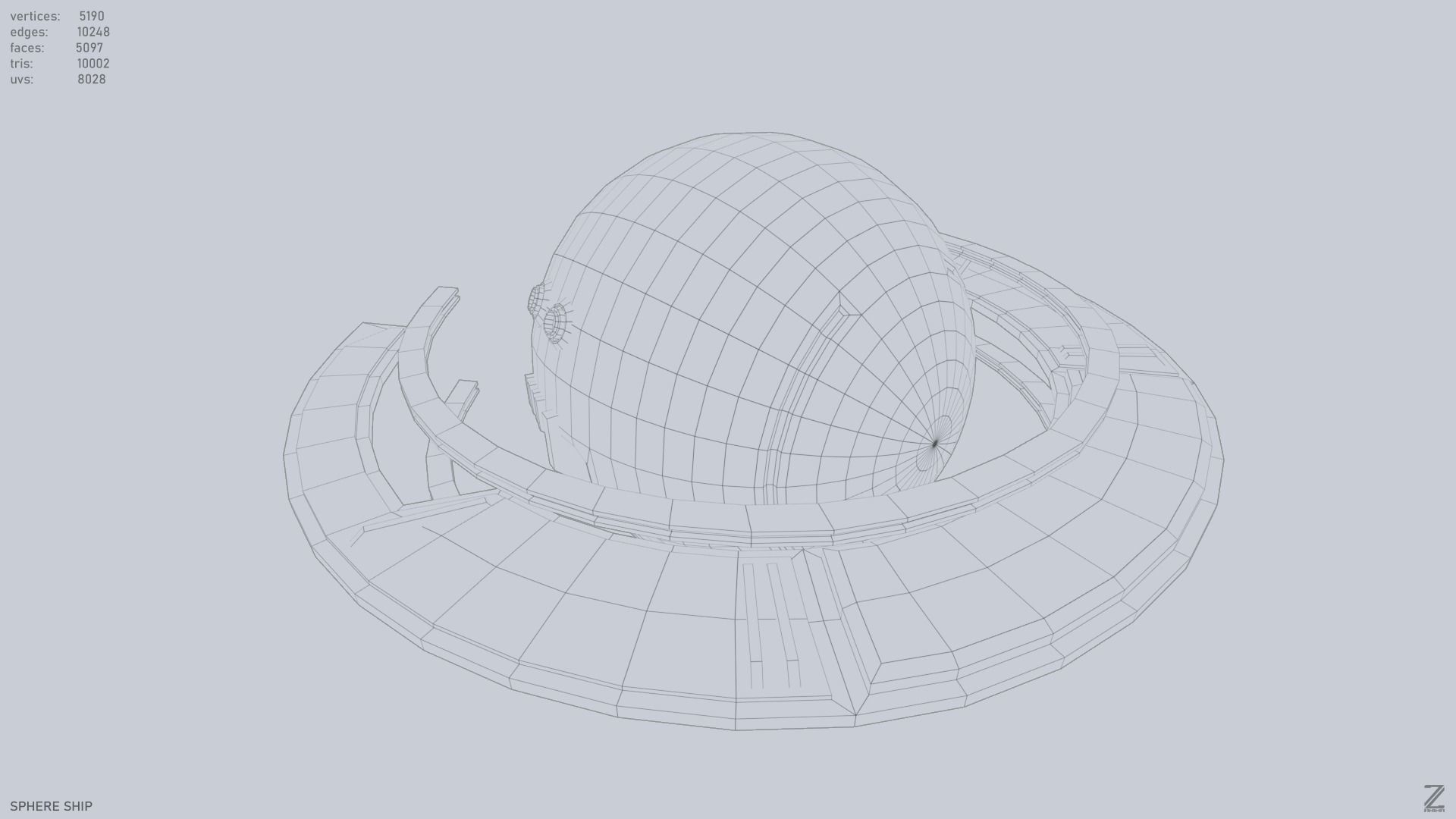 Sphere ship Low-poly 3D model_10