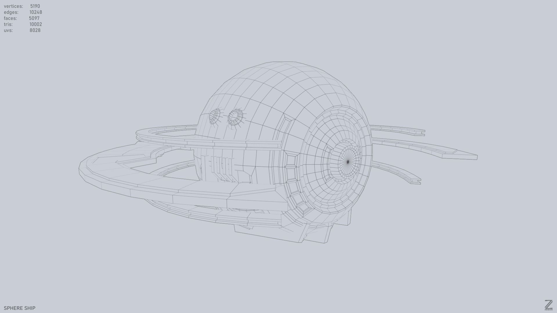 Sphere ship Low-poly 3D model_13