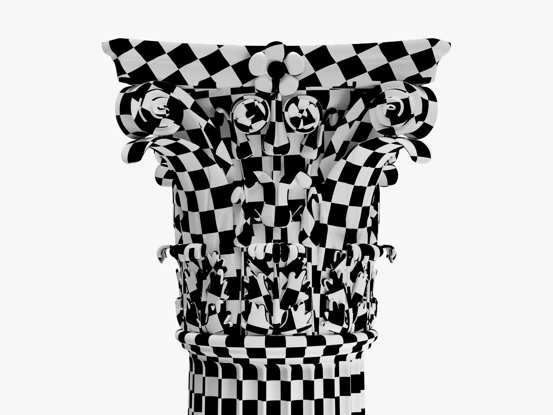 Roman Column High and LowPoly Version Low-poly 3D model_14