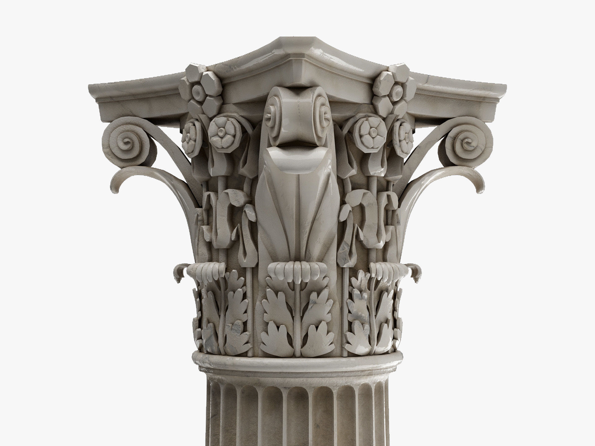 Roman Column High and LowPoly Version Low-poly 3D model_5