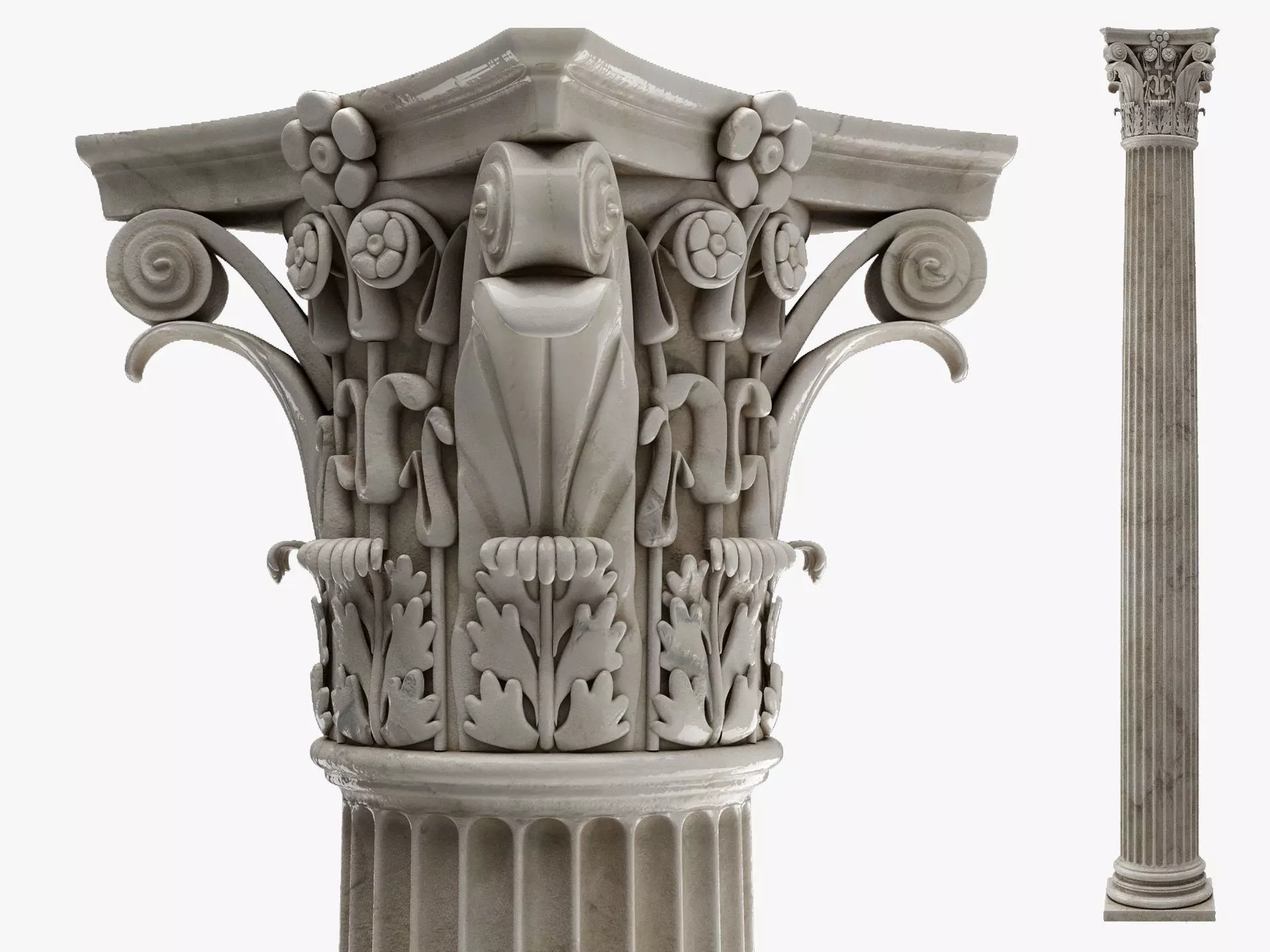Roman Column High and LowPoly Version Low-poly 3D model_0