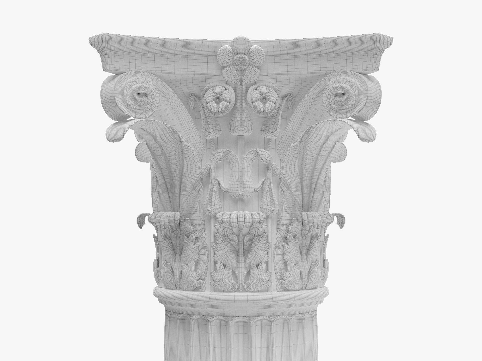 Roman Column High and LowPoly Version Low-poly 3D model_10