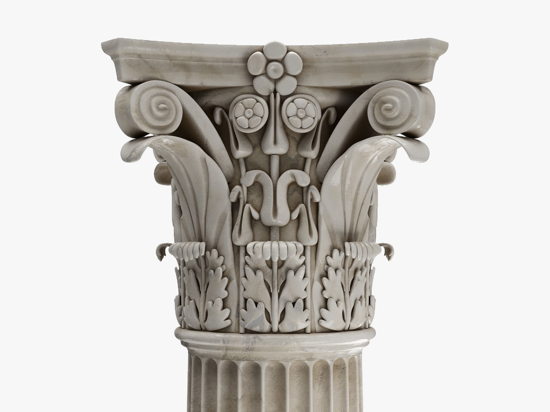 Roman Column High and LowPoly Version Low-poly 3D model_2