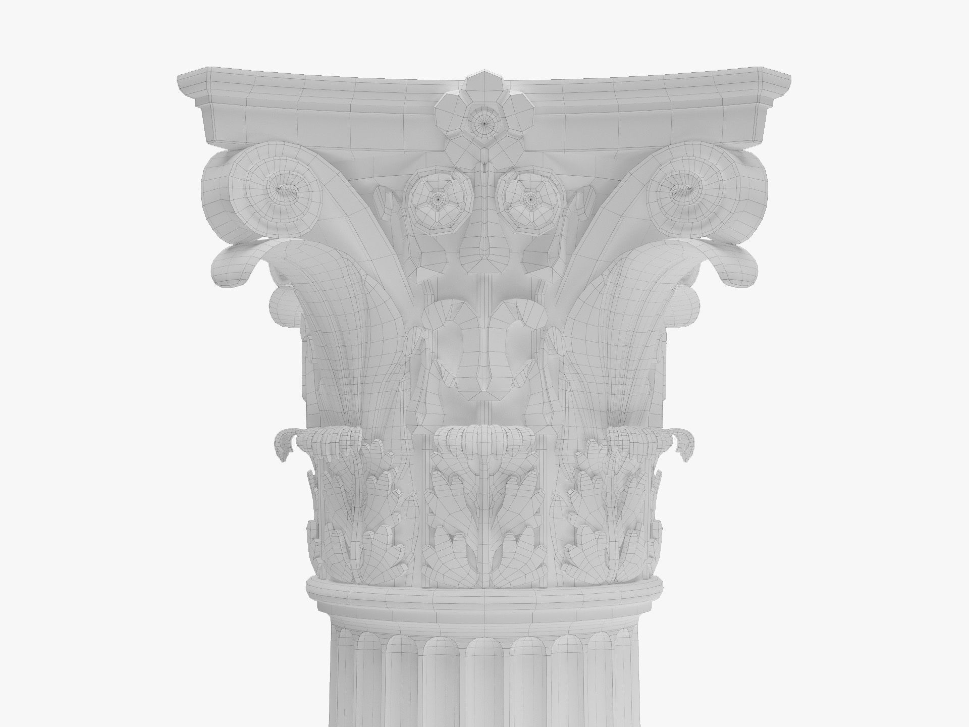 Roman Column High and LowPoly Version Low-poly 3D model_11