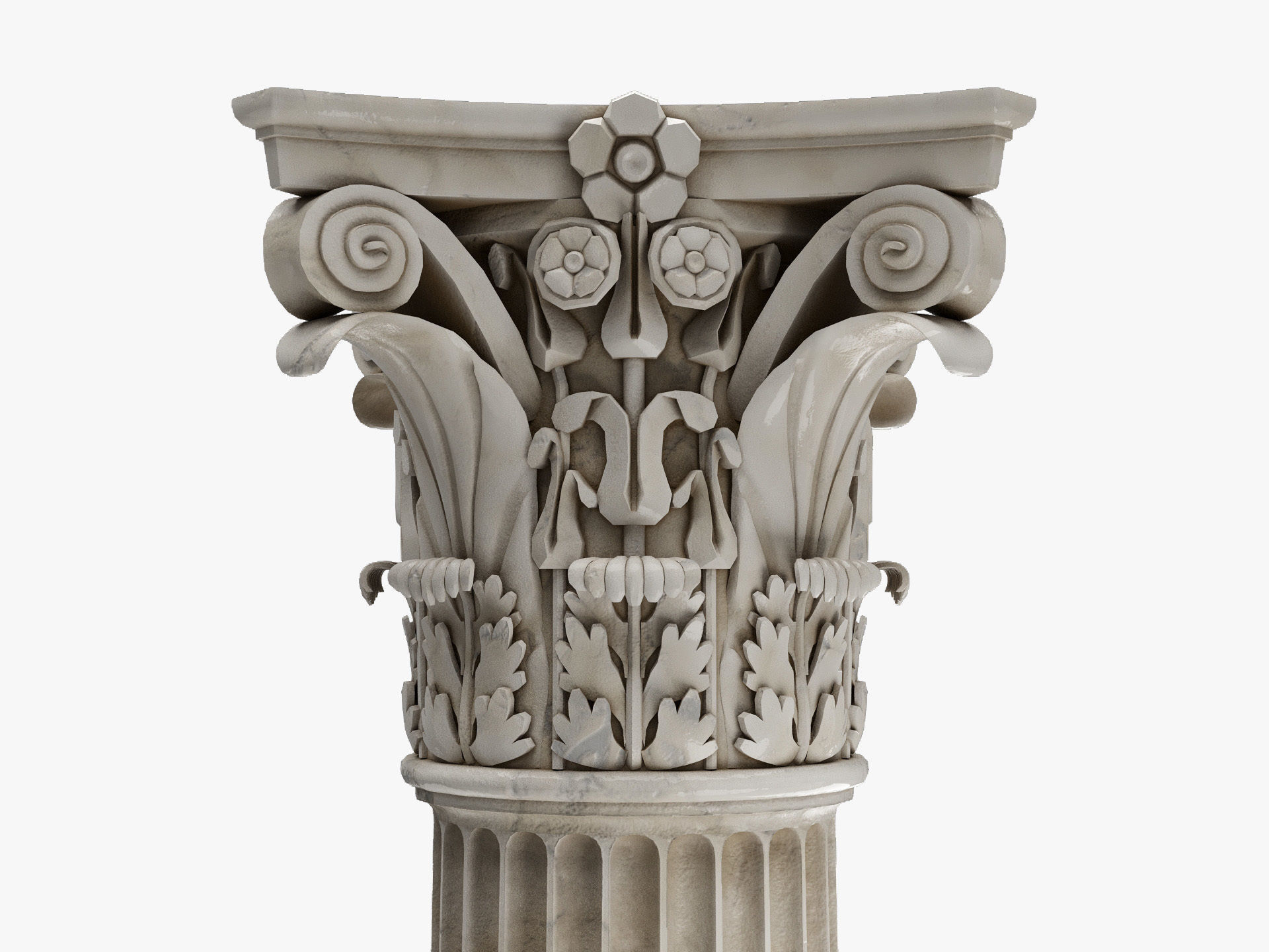 Roman Column High and LowPoly Version Low-poly 3D model_3