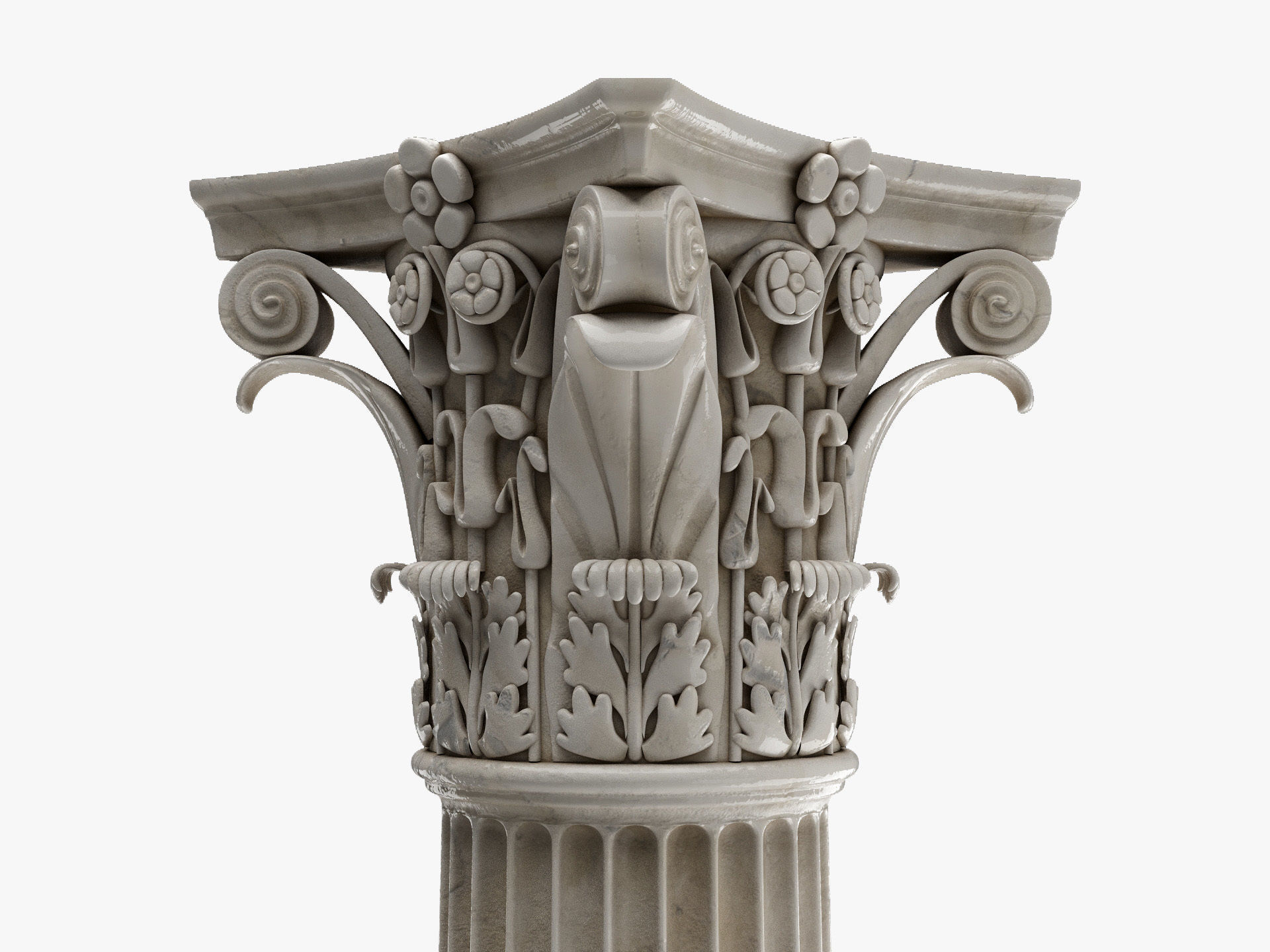 Roman Column High and LowPoly Version Low-poly 3D model_4